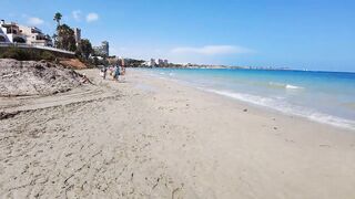 Europe Heatwave Beach Walk In Spain | Walking Tour With Calm Beach Music