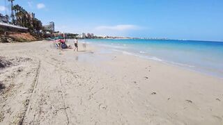 Europe Heatwave Beach Walk In Spain | Walking Tour With Calm Beach Music