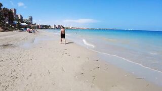 Europe Heatwave Beach Walk In Spain | Walking Tour With Calm Beach Music