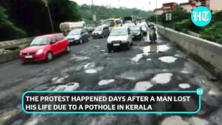 Kerala man bathes in pothole, performs yoga in front of MLA; Bengaluru-style protest In Malappuram