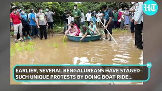 Kerala man bathes in pothole, performs yoga in front of MLA; Bengaluru-style protest In Malappuram