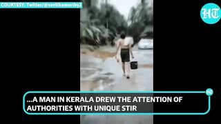 Kerala man bathes in pothole, performs yoga in front of MLA; Bengaluru-style protest In Malappuram