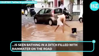 Kerala man bathes in pothole, performs yoga in front of MLA; Bengaluru-style protest In Malappuram