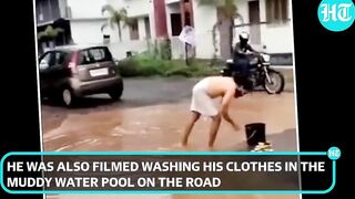 Kerala man bathes in pothole, performs yoga in front of MLA; Bengaluru-style protest In Malappuram