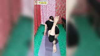 Yoga workout & stretching exercise at home with honey