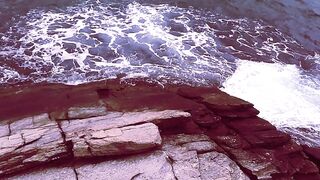 ON THE BEACH - VIEW FROM THE ROCKS - Cloudy Beach Ambience