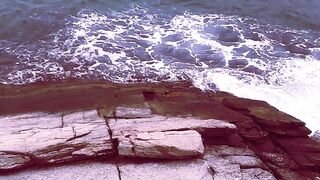 ON THE BEACH - VIEW FROM THE ROCKS - Cloudy Beach Ambience