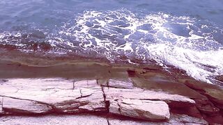 ON THE BEACH - VIEW FROM THE ROCKS - Cloudy Beach Ambience