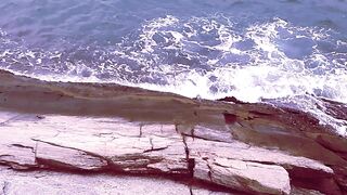 ON THE BEACH - VIEW FROM THE ROCKS - Cloudy Beach Ambience