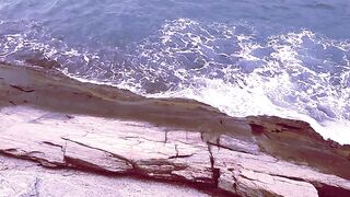 ON THE BEACH - VIEW FROM THE ROCKS - Cloudy Beach Ambience