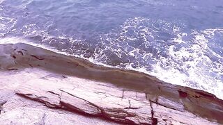 ON THE BEACH - VIEW FROM THE ROCKS - Cloudy Beach Ambience