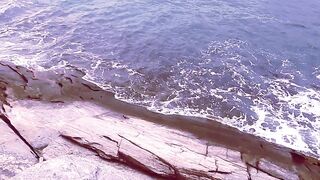 ON THE BEACH - VIEW FROM THE ROCKS - Cloudy Beach Ambience