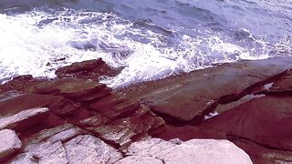 ON THE BEACH - VIEW FROM THE ROCKS - Cloudy Beach Ambience