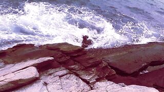 ON THE BEACH - VIEW FROM THE ROCKS - Cloudy Beach Ambience