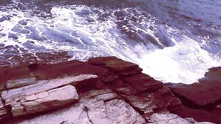 ON THE BEACH - VIEW FROM THE ROCKS - Cloudy Beach Ambience