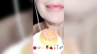 ASMR Eating Satisfying Emoji Food Challenge Edible Flower Kohakutou Tanghulu Jelly Mukbang 먹방