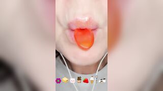 ASMR Eating Satisfying Emoji Food Challenge Edible Flower Kohakutou Tanghulu Jelly Mukbang 먹방