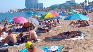 Beach Sant Sebastia, Barcelona beach walk/ walking Spain best beaches