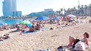 Beach Sant Sebastia, Barcelona beach walk/ walking Spain best beaches