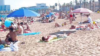 Beach Sant Sebastia, Barcelona beach walk/ walking Spain best beaches