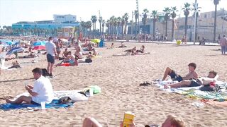 Beach Sant Sebastia, Barcelona beach walk/ walking Spain best beaches