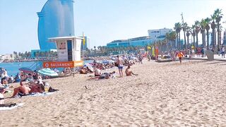 Beach Sant Sebastia, Barcelona beach walk/ walking Spain best beaches