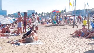 Beach Sant Sebastia, Barcelona beach walk/ walking Spain best beaches