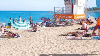 Beach Sant Sebastia, Barcelona beach walk/ walking Spain best beaches