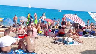 Beach Sant Sebastia, Barcelona beach walk/ walking Spain best beaches