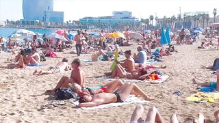 Beach Sant Sebastia, Barcelona beach walk/ walking Spain best beaches