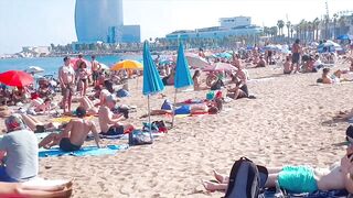 Beach Sant Sebastia, Barcelona beach walk/ walking Spain best beaches