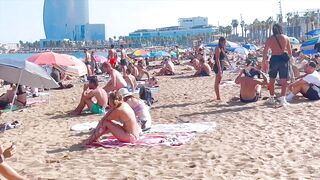 Beach Sant Sebastia, Barcelona beach walk/ walking Spain best beaches