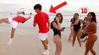 Girls At The Beach Rate My Flips 1-10! | Soloflow