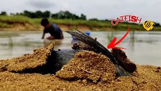 Funny hand fishing video ???????? catfish ????#incredible_fishing #shorts