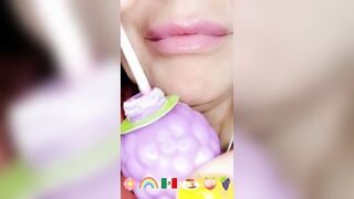 ASMR Eating Satisfying Emoji Food Challenge Peach Marshmallow Spoolie Puddings Mukbang 먹방