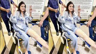 Shilpa Shetty Yoga in Wheel chair after leg fracture