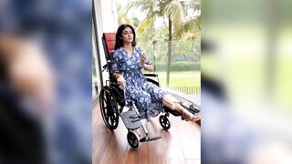 Shilpa Shetty Yoga in Wheel chair after leg fracture