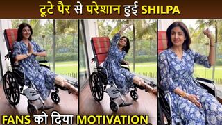 पैर टुटा हिम्मत नहीं.. Shilpa Shetty Does Yoga On Wheelchair With Broken Leg