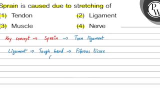 Sprain is caused due to stretching of (1) Tendon (2) Ligament (3) M...