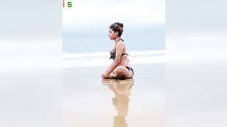 Indian girl yoga stretching practice on beach tutorial | yoga girl | Indian Yoga Studio