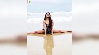 Indian girl yoga stretching practice on beach tutorial | yoga girl | Indian Yoga Studio