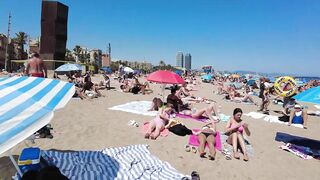 ???????? BARCELONA (SPAIN) ????️ Barceloneta Best Beach Walk Tour 4K