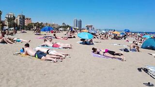 ???????? BARCELONA (SPAIN) ????️ Barceloneta Best Beach Walk Tour 4K