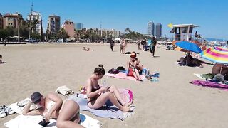 ???????? BARCELONA (SPAIN) ????️ Barceloneta Best Beach Walk Tour 4K