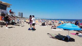 ???????? BARCELONA (SPAIN) ????️ Barceloneta Best Beach Walk Tour 4K