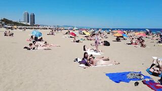 ???????? BARCELONA (SPAIN) ????️ Barceloneta Best Beach Walk Tour 4K