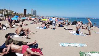 ???????? BARCELONA (SPAIN) ????️ Barceloneta Best Beach Walk Tour 4K