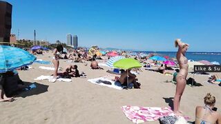 ???????? BARCELONA (SPAIN) ????️ Barceloneta Best Beach Walk Tour 4K