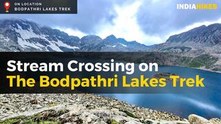 Crossing The Ashtaar Stream On The Bodpathri Lakes Trek In Kashmir | Indiahikes