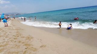 Barcelona Beach Walk - Badalona Spain - August 2022 - 4K Ultra HD